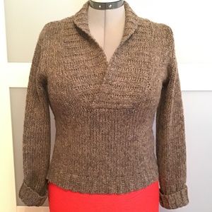 Jenne Maac V- Neck Sweater Size M Brown